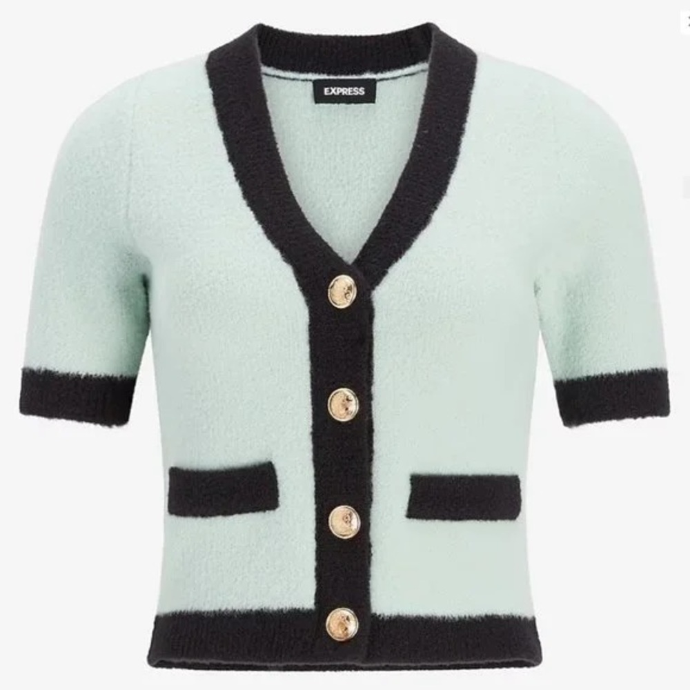 Express Short Sleeve Tipped Cardigan